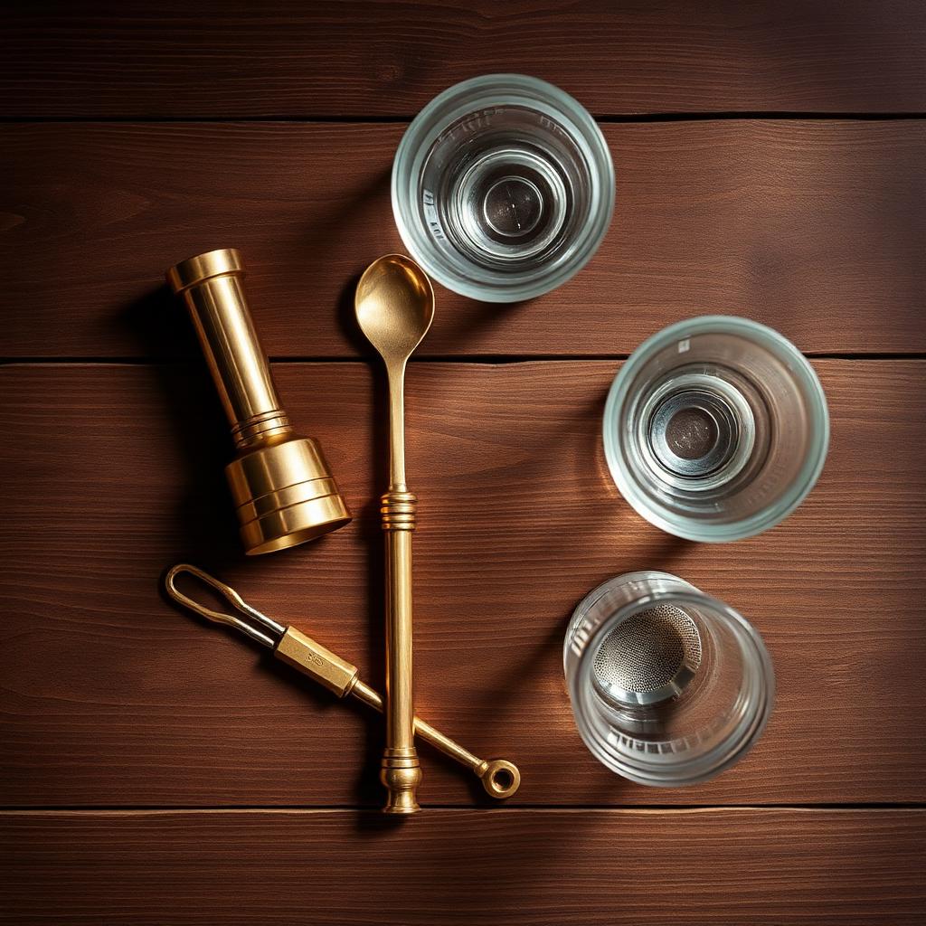 Brass bar tools on dark oak